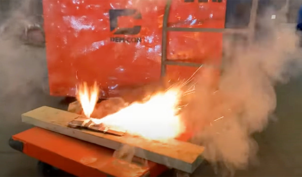 Lithium-ion battery fire with intense flames